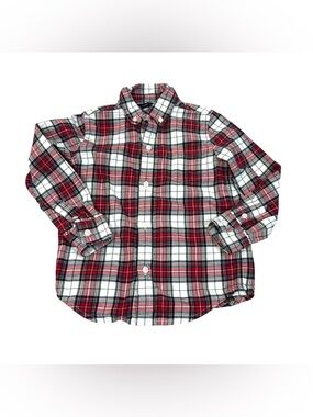 Janie and Jack Boys Shirt Red Plaid Tartan Flannel Button Down Preppy Size 3